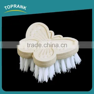 Toprank Small Design Butterfly Shaped Pan Cleaning Brush Pot Scourer Bamboo Kitchen Dish Brush With Hard Bristle thumbnail-1