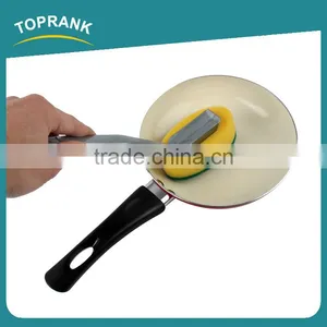 Toprank Wholesale Strong Decontaminating Kitchen Cleaning Sponge Scourer Round Green Scouring Pad Sponge With Handle thumbnail-4