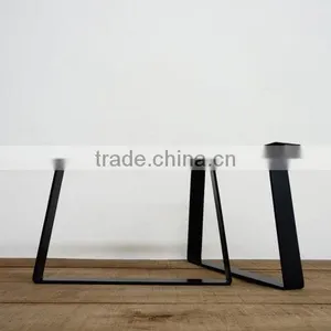 16 Inch Iron Black Powder Coated Trapezoid End Table Metal Leg thumbnail-3