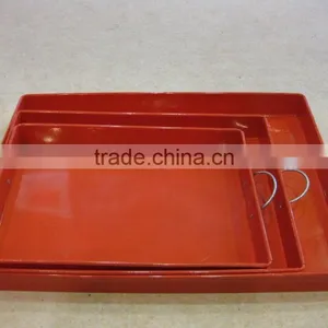 Antirust Various Capacity Zinc Metal Pet Food Tray/Party Drink Holder/Enamel Side Handle Rectangle Metal Serving Tray thumbnail-1