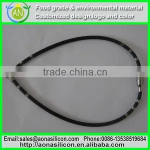 Black Silicone Necklace With Stainless Steel thumbnail-1