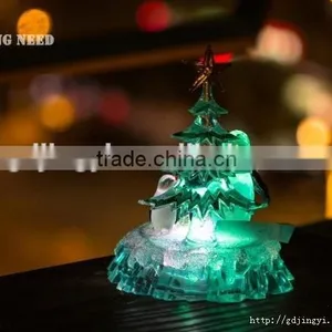 Clear Acrylic Crystal LED RBG Color Changing Penguin Table Home Ornaments thumbnail-2