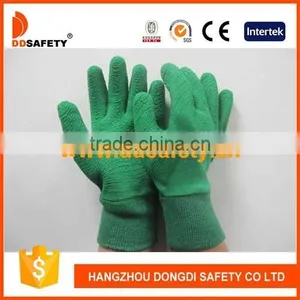 DDSAFETY 2017 Cotton Safety Gloves Coating Green Latex With High Quality thumbnail-1