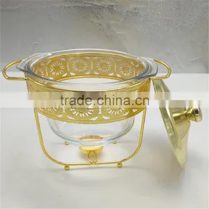4L Wholsale Restaurant Hotel Supplies Chafing Dish, Gold Glass Buffet Stove thumbnail-3