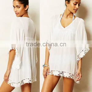 New Women Bathing Suit Sexy Chiffon Lace Crochet Bikini Swimwear Cover Up Beach Dress thumbnail-1