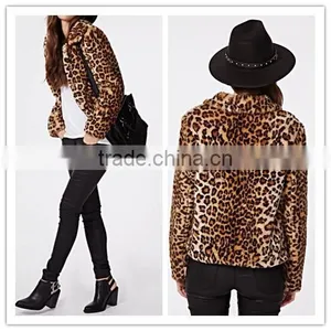 Women Winter Very Thick Fur Coat CROPPED LEOPARD FAUX FUR COAT thumbnail-1