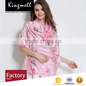 Wholesale Customized Pink Digital Printed Silk Shawl Scarf thumbnail-1