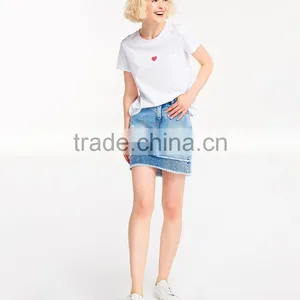 Lovely Heart Pattern Design Custom Printing 100% Cotton Custom O Neck Women White t Shirt thumbnail-5