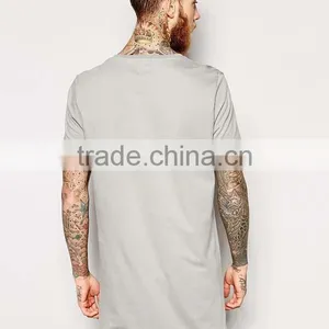 OEM Mens Gray Soft And Thin Plain Long Length T-shirts thumbnail-2