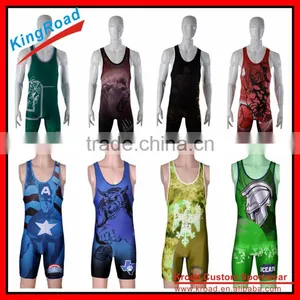 Custom Wrestling Singlets Sublimated Printing/lycra Spandex Fabric/men Wrestling Wear thumbnail-1