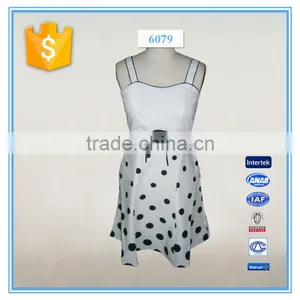 New Model Girl Polka Dot Print White Dress Elegant Style thumbnail-1