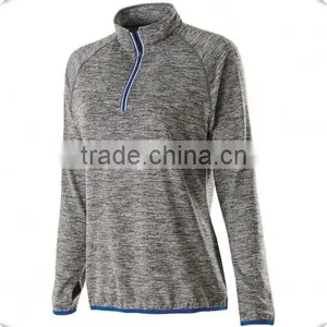 Elite Dry Fit Performance Polyester/spandex Sports Raglan Long Sleeve Training Shirts Top 1/4 Reflective Zip Pullover thumbnail-1
