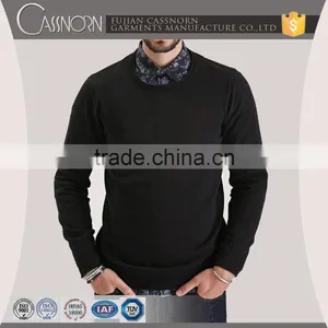 Round Neck Long Sleeve Rib Knit Hem Latest Sweater Design for Men thumbnail-1