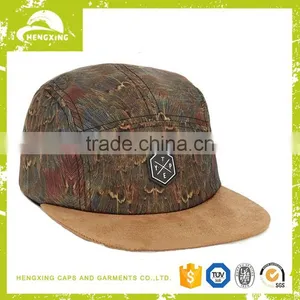 Applique Embroidery Flower Design Suede Cheap 5 Panel Plain Hat thumbnail-1