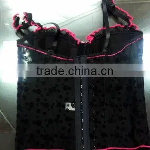 Open Hot Sex Women Photo Corset With Lovely Flock Print/sexy Print Corset thumbnail-2