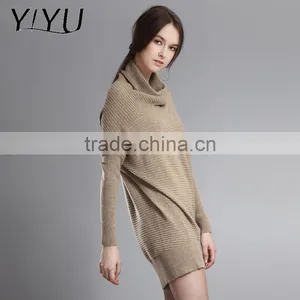 Winter Autumn Women Loose Turtleneck Batwing Sleeve Cashmere Dress Sweater thumbnail-2