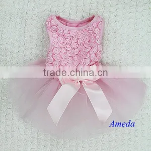 Light Pink Rosettes Elegant Rose Wedding Tutu Small Dog Clothes Party Dress XS-L thumbnail-1