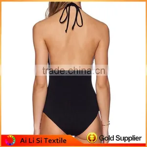 Bikini Swimwear 2016 OEM Custom Bikini High Waist Bikini,All Black Summer Womens Swimwear thumbnail-2