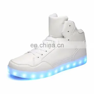 Wholesale New Design Casual Shoes Men Pu Leather Light Shoes Street Dance Luminous High Top LED Shoes Sneakers for Men Women thumbnail-1