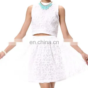 Glass Fiber Fabric Sleeveless White Skirt Two Piece Clothing thumbnail-3