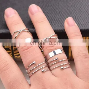 Punk Gold Silver Stack Above Knuckle Ring Band Midi Finger Rings Set 6PCS/Set thumbnail-5
