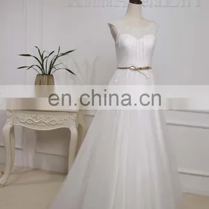 EB2911 Beading Tulle With PU Belt Wedding Dress thumbnail-1