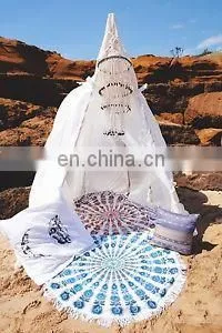 Indian Round Mandala Tapestry Wall Hanging Tassel Beach Throw Towel Yoga Mat thumbnail-1