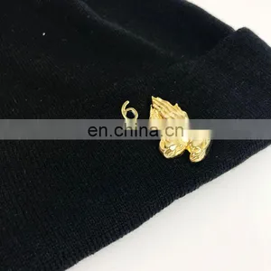 Navy Stitching Knitted Custom Acrylic Beanie With Logo Embroidery thumbnail-3