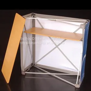 Rortable Aluminum Pop Up Booth Folding Wooden Steel Board Promotion Counter Table Design For Advertising Display thumbnail-4