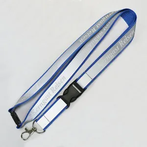 Double Layer Custom Polyester Thick Woven Lanyard Polyester Lanyard With Reflective Band thumbnail-2