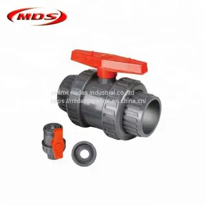 OD32mm Gray Color Plastic PVC True Double Union Ball Valve for Water Supply thumbnail-2