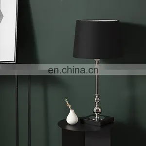 Modern Luxury Metal Base Bedside Lamp Wholesale Hotel Home Decor Custom Desk Lamp thumbnail-1