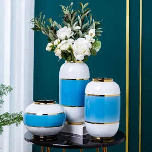 Chinese Jingdezhen Simple Art White Blue Hand Made Ceramic Vase For Indoor Decor thumbnail-3