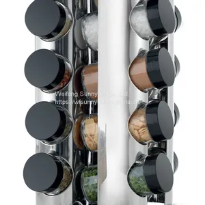 16 Jars Revolving Countertop Spice Rack Stainless Steel Seasoning Storage Organization for Kitchen thumbnail-5