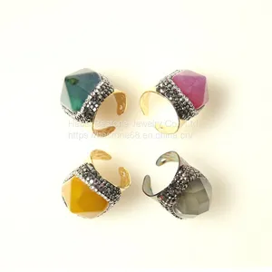 Green Agate Ring Gold Plated thumbnail-3