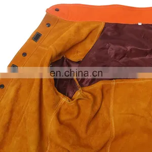 Economy Mens Brown Long Split Cowhide Leather Welding Chaps thumbnail-5