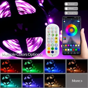 Full Rgb Kit Music 21key Control SMD 5050 5M Blue Tooth Digital RGB LED Strip Light Kit App Control thumbnail-1