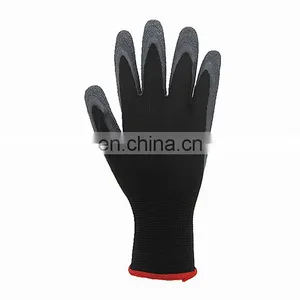 13guage Black Work Gloves Latex Coated Work Gloves Crinkle Latex Gloves Good Quality thumbnail-3