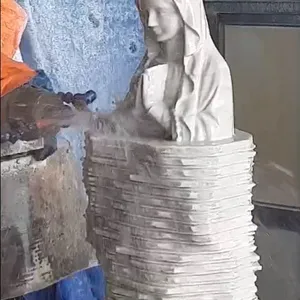 HUALONG Machinery HLSD3-1525 4 Axis Marble Granite Sculpture Engraver Milling Carving Machine 3D Stone CNC Router Stone With Saw thumbnail-5