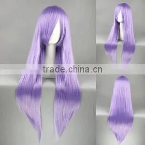 High Quality 80cm Long Straight Saint Seiya -Athena Light Purple Synthetic Anime Wig Cosplay Hair Wig Party Wig thumbnail-2