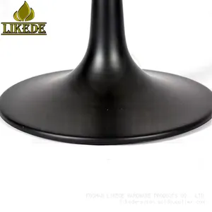 Heavy Duty Tea Table With Tulip and Trumpet Base in Black Aluminum Carbon Steel Stainless Metal Tulip Trumpet Base in Black thumbnail-4