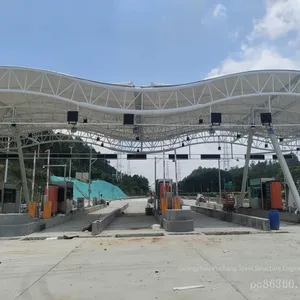 Highway Toll Station Canopies, Gas Station Canopies, Charging Station Rain Shelters, Large - Span Grid Roof Wind and Rain Shelters, Using Bolt - Ball Grid Structure With Low Prices thumbnail-1