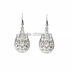 Fine Fantasy Rodium Plated Jewelry Rhinestone Paved Hollow Out Drop Earrings thumbnail-1