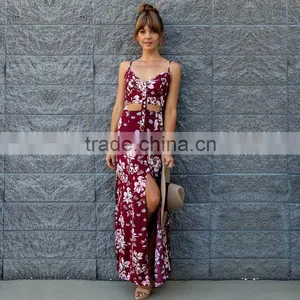 Sexy Womens Holiday Apparel Women Bohemia Maxi Dresses Long Floral Printing Latest Dress Designs Photos thumbnail-1