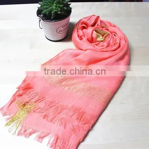 Fashionable Cotton Gold Thread Square Scarf Cotton Long Scarf Twill Scarf thumbnail-2