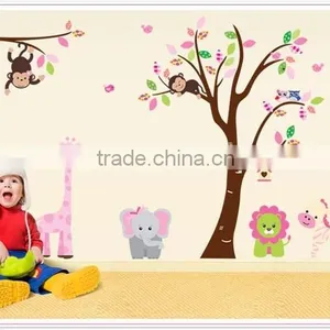 ALFOREVER Hot Sale the Owl Tree With Other Animals Wall Decals,kids Owl Decals thumbnail-1