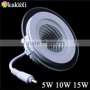 Dimmable 5W 10W 15W COB LED Panel Light Round Glass LED Ceiling Lamp thumbnail-1