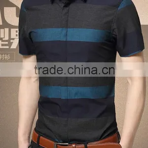 Male Work Tops Office Male Tops Printed Man Long/short Shirts thumbnail-2