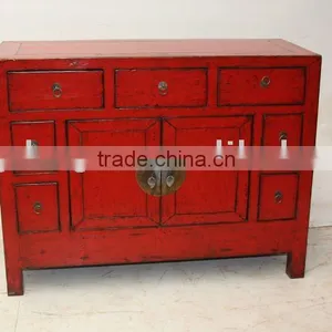 Antique Chinese Red Drawer Sideboard thumbnail-1