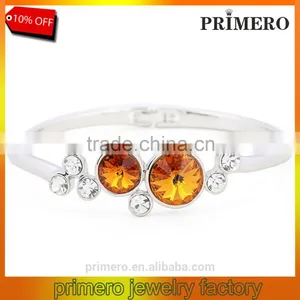 Fashion Silver Plated With Crystal Round Charms Bracelets Bangles Wedding Jewelry thumbnail-1
